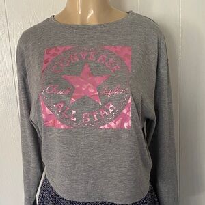 Converse Gray Top with Pink Logo size L